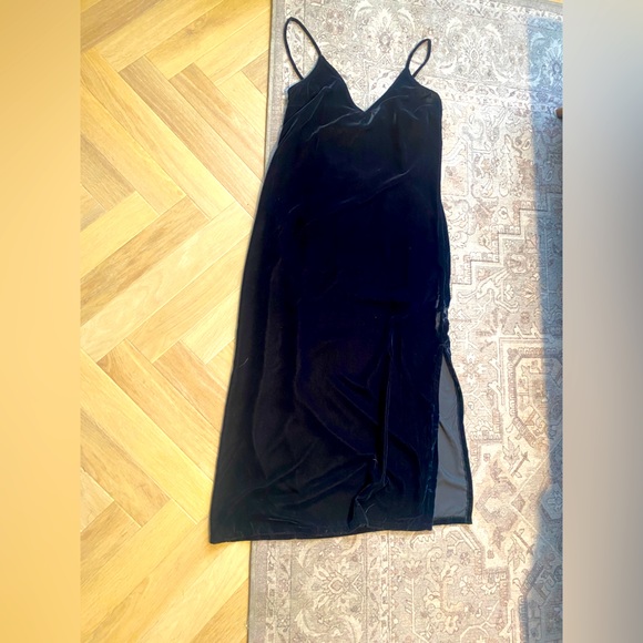 Black Velvet Slip Dress - Picture 1 of 3